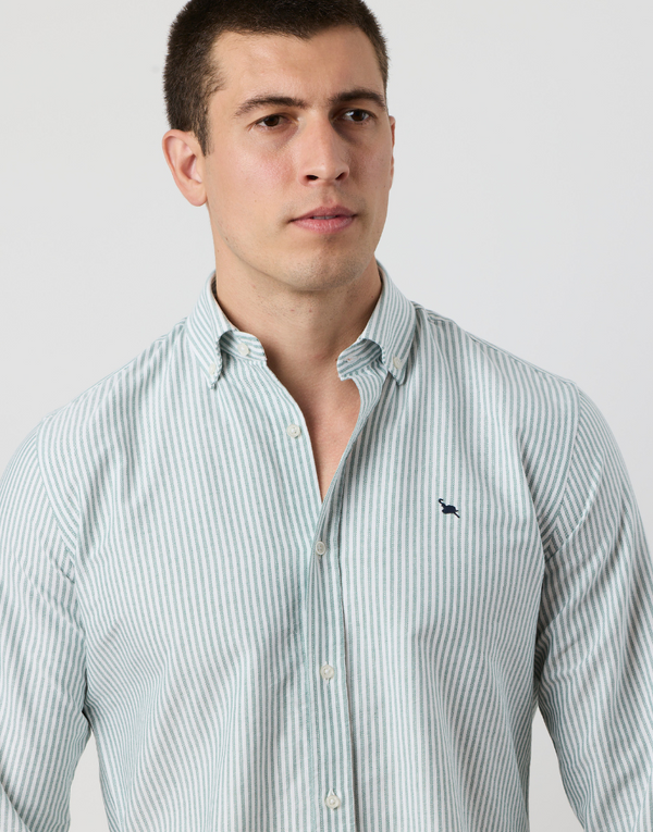 Camisa oxford rayas anchas verde