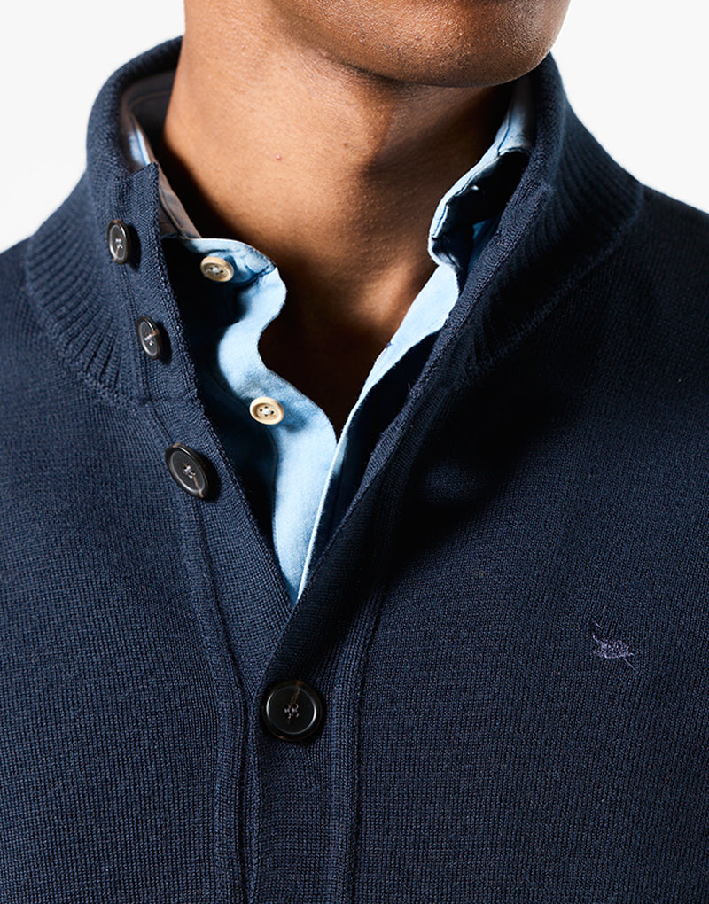 Cardigan bolsillos de parche azul marino