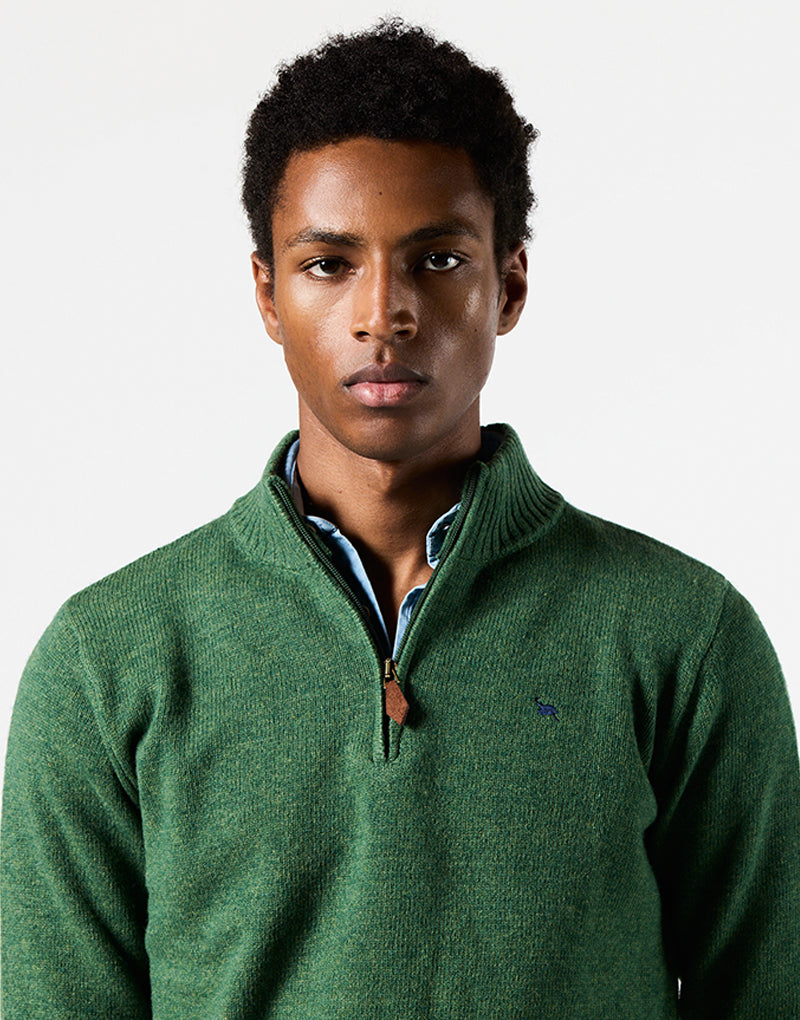 Jersey cremallera lambswool verde oliva