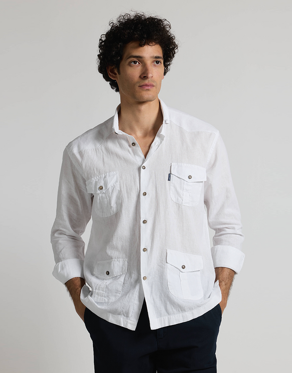 Camisa casual 4 bolsillos blanca