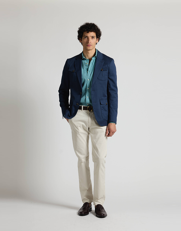 Americana cotton 4 bolsillos azul