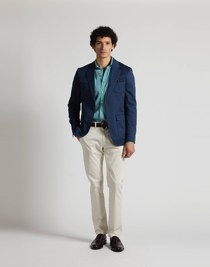 Americana cotton 4 bolsillos azul