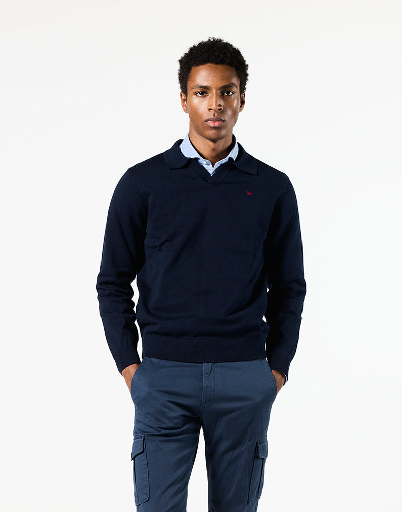 Jersey cuello polo azul marino