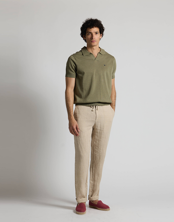 Polo punto manga corta khaki