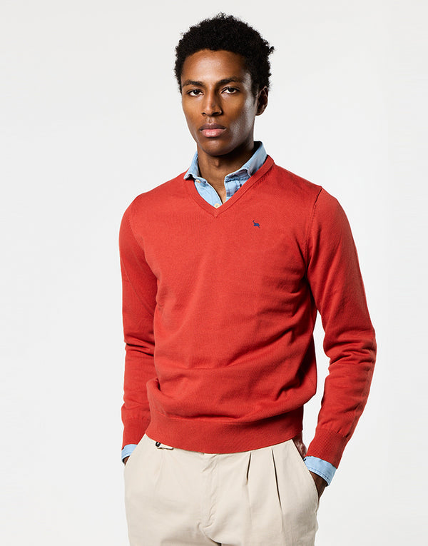 Jersey algodón fine pico teja
