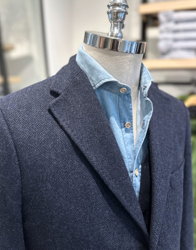 Abrigo corto espigas azul