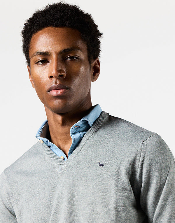 Jersey gris merino pico