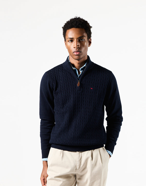 Jersey zip ochos azul marino