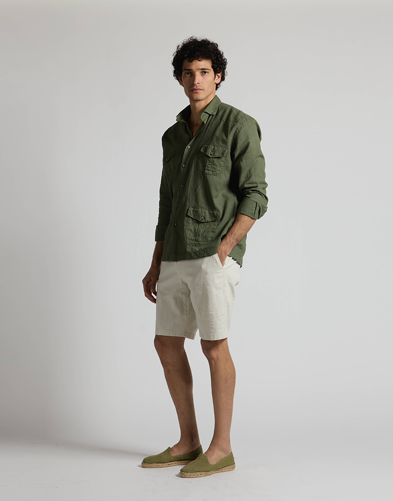 Camisa casual 4 bolsillos khaki