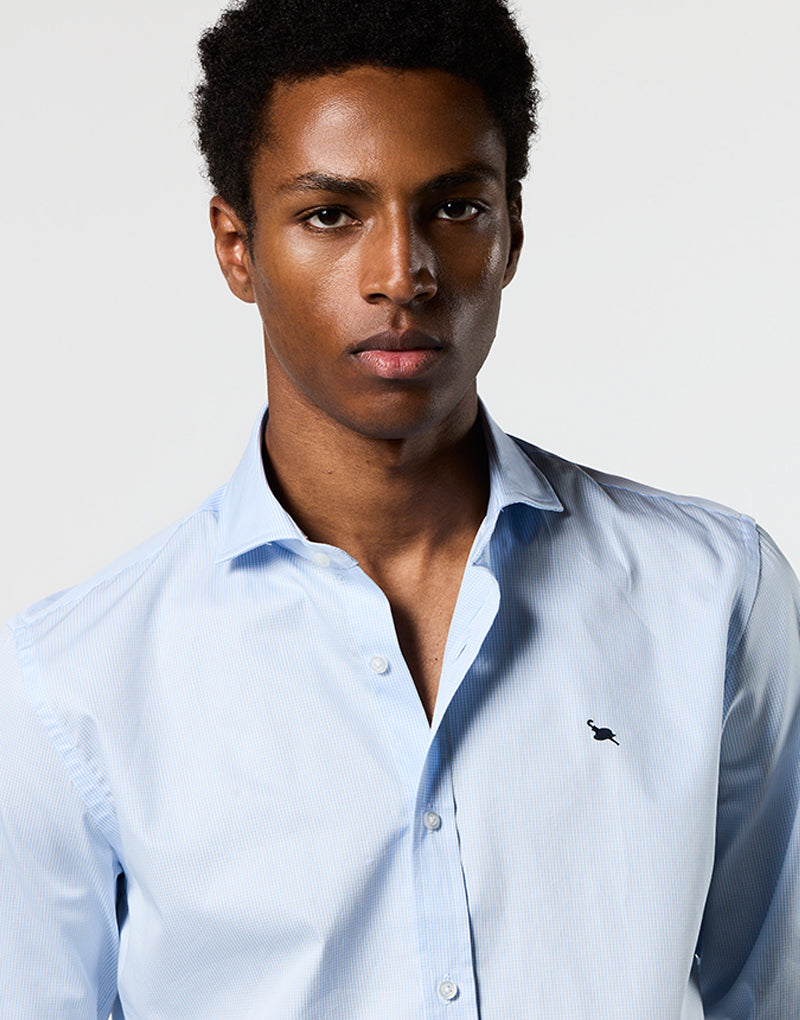 Camisa Italia mini cuadro celeste