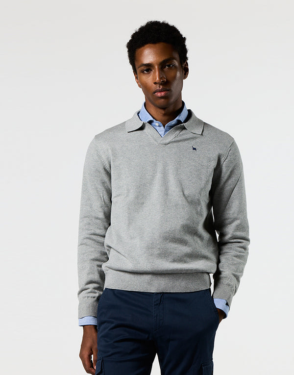 Jersey cuello polo gris