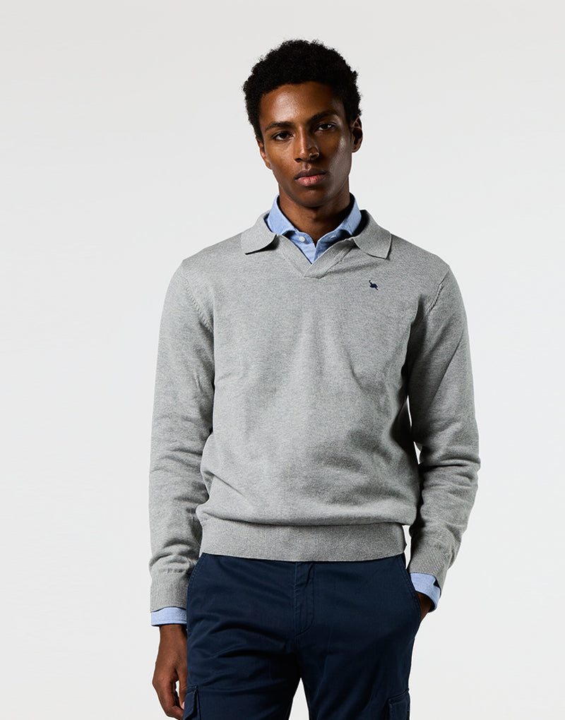 Jersey cuello polo gris