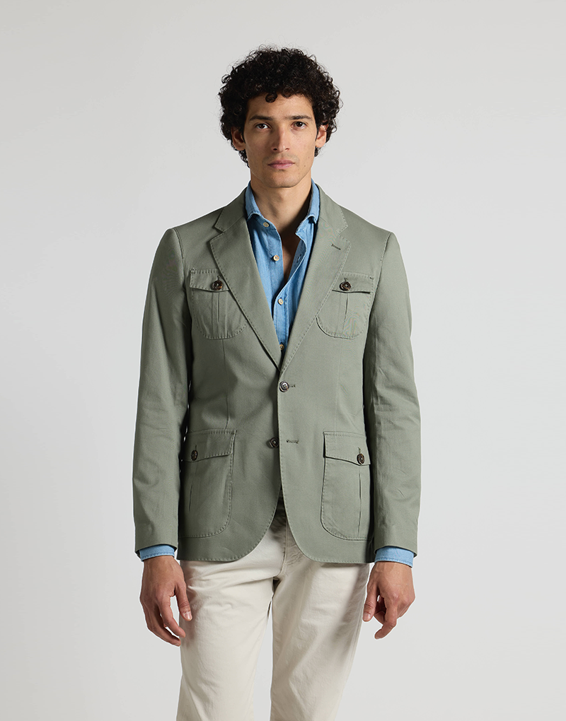Americana cotton 4 bolsillos verde