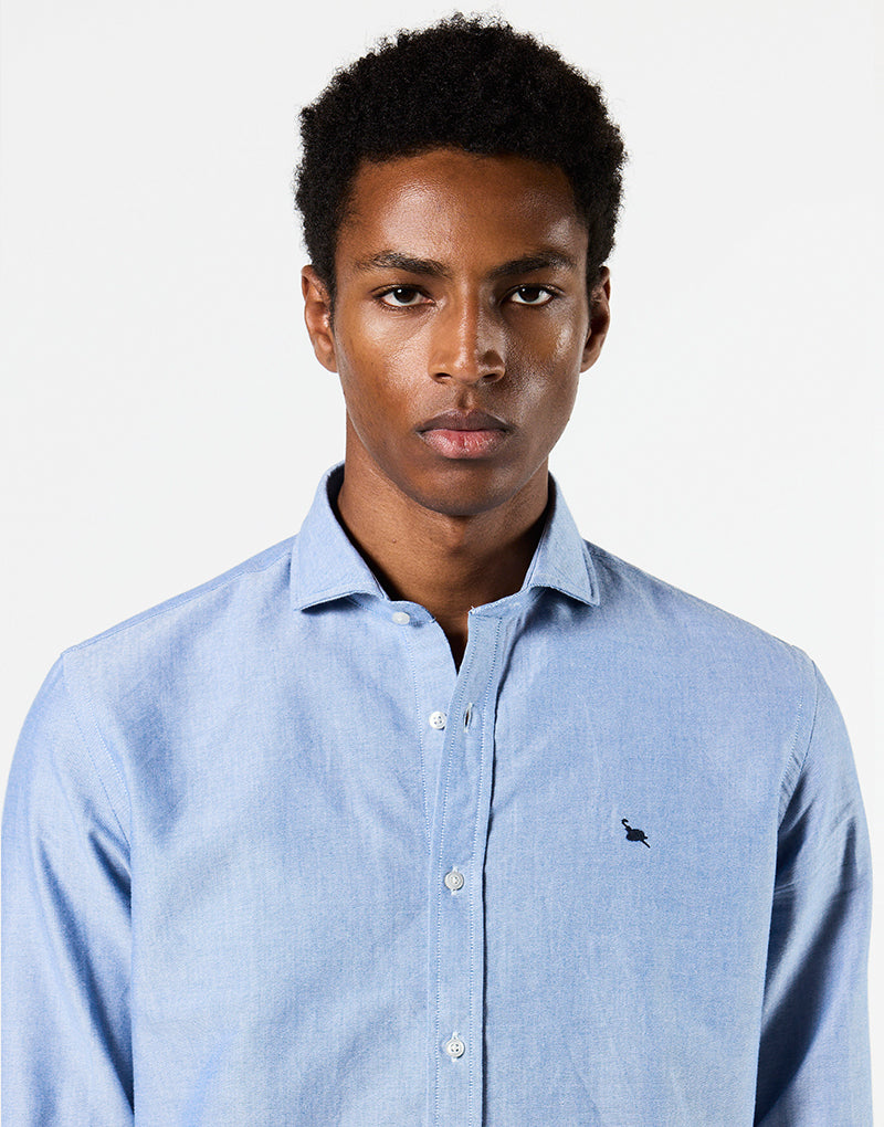 Camisa italia oxford lisa azul oscuro