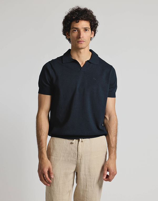 Polo punto manga corta azul marino