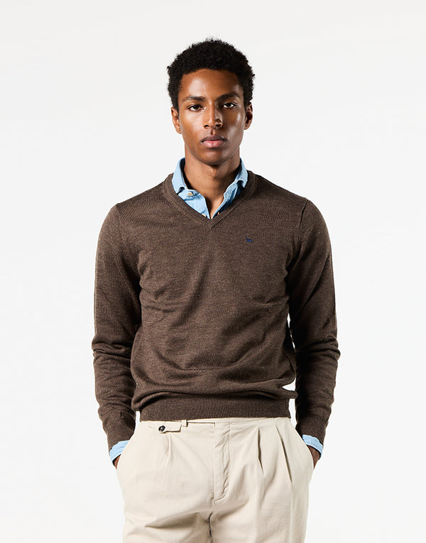 Jersey merino blend pico marrón