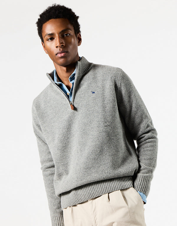 Jersey cremallera lambswool gris