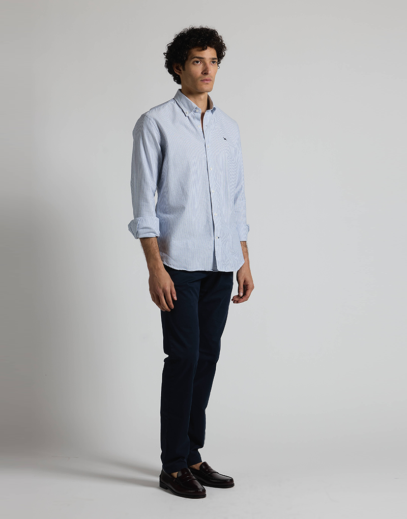 Camisa oxford rayas azul marino button down