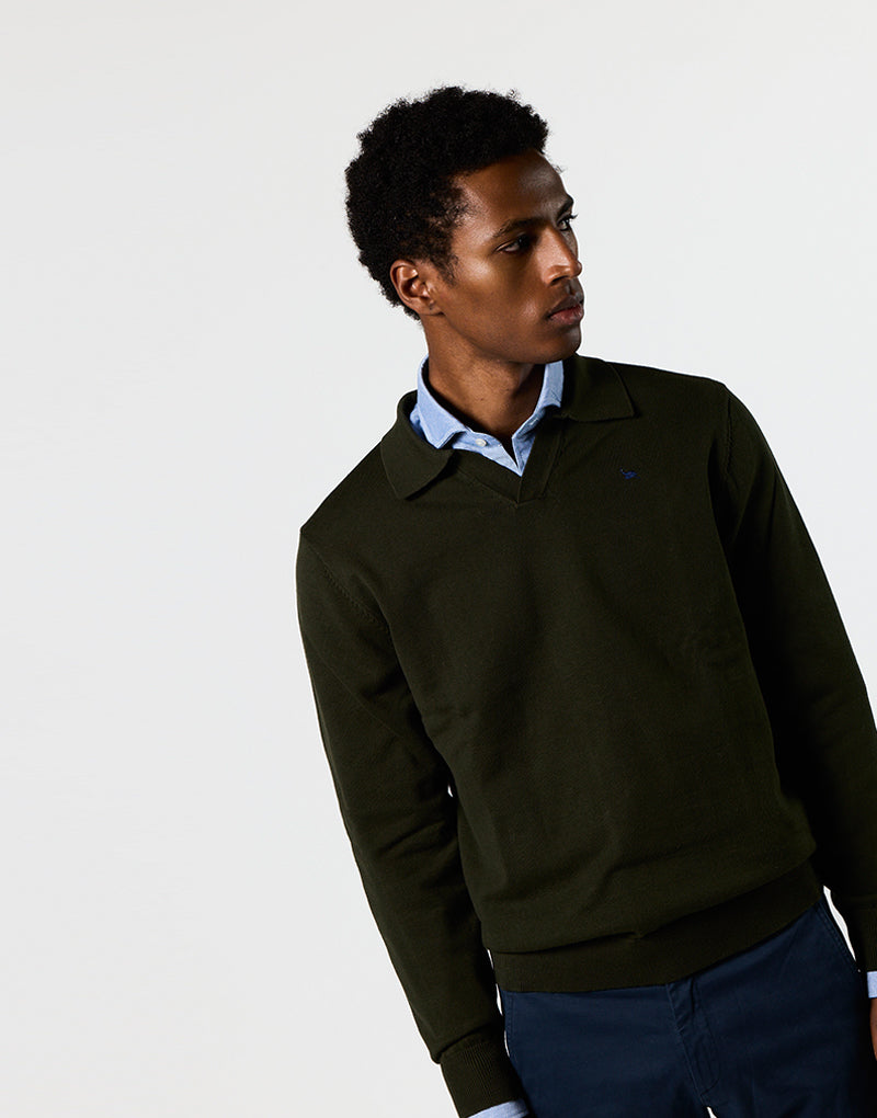 Jersey cuello polo khaki