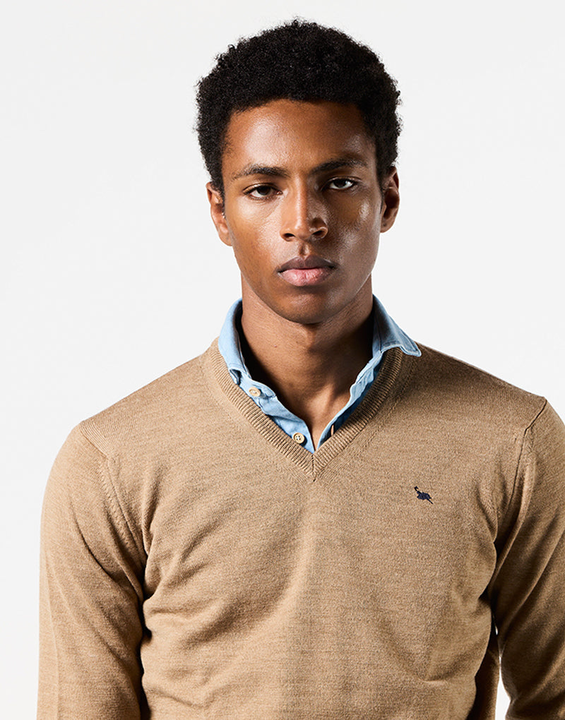 Jersey beige merino pico