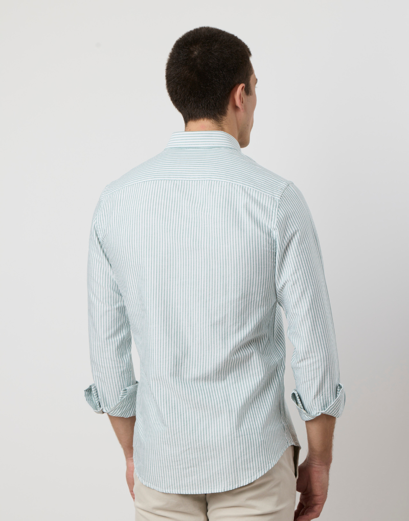 Camisa oxford rayas anchas verde