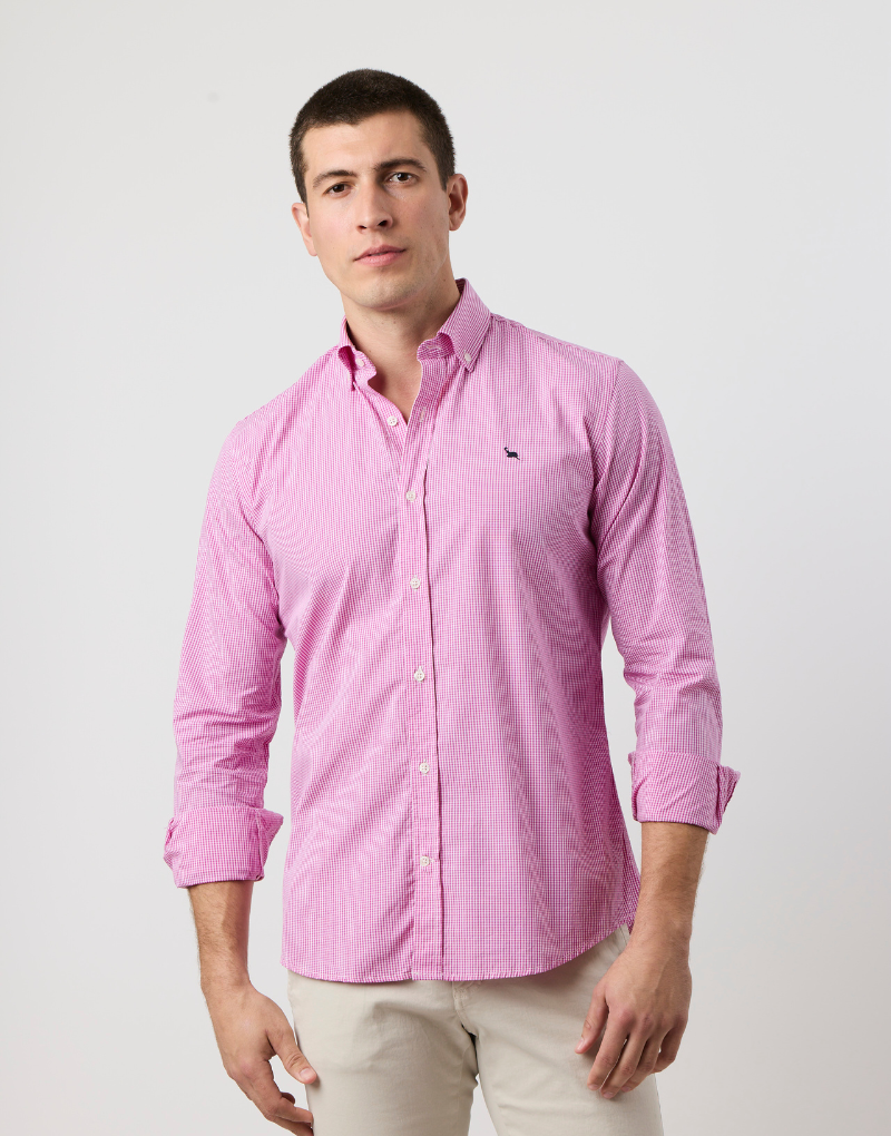 Camisa popelin cuadros vichy grosella