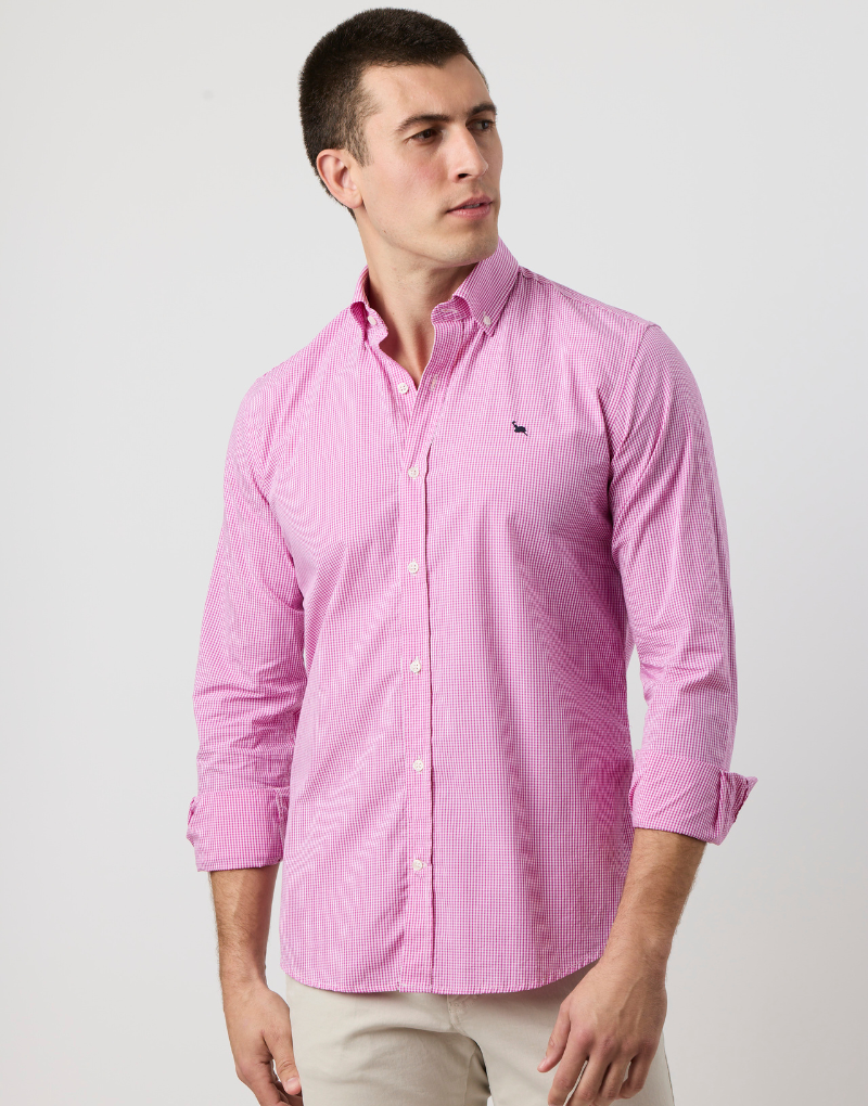 Camisa popelin cuadros vichy grosella