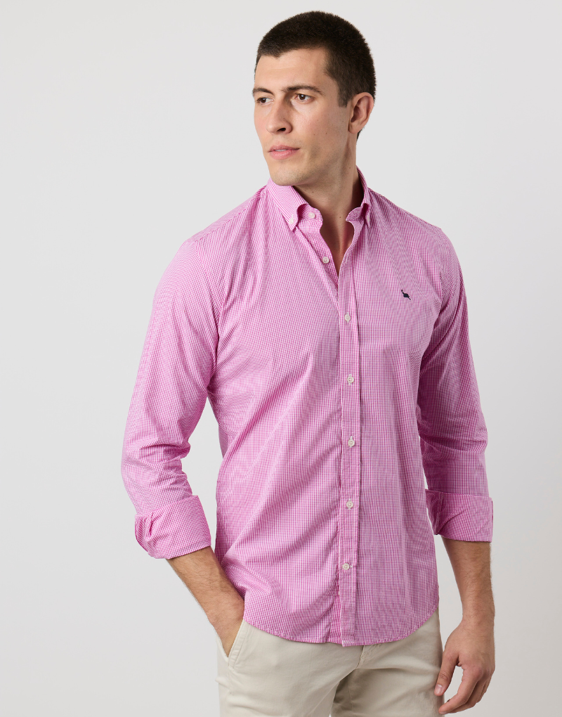 Camisa popelin cuadros vichy grosella