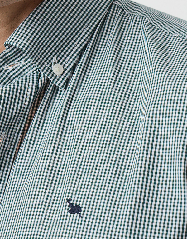 Camisa popelin cuadros vichy verde botella