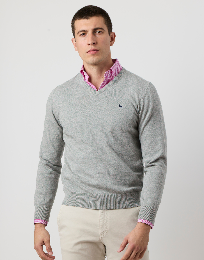 Jersey algodón fine pico gris medio