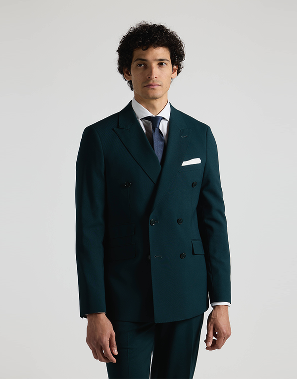 Traje cruzado verde botella