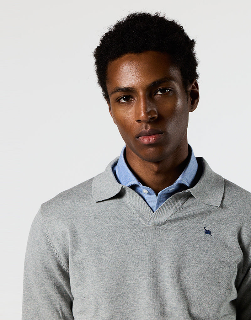 Jersey cuello polo gris