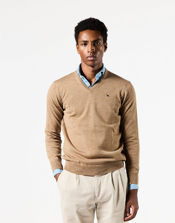 Jersey beige merino pico