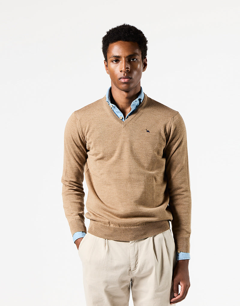 Jersey beige merino pico