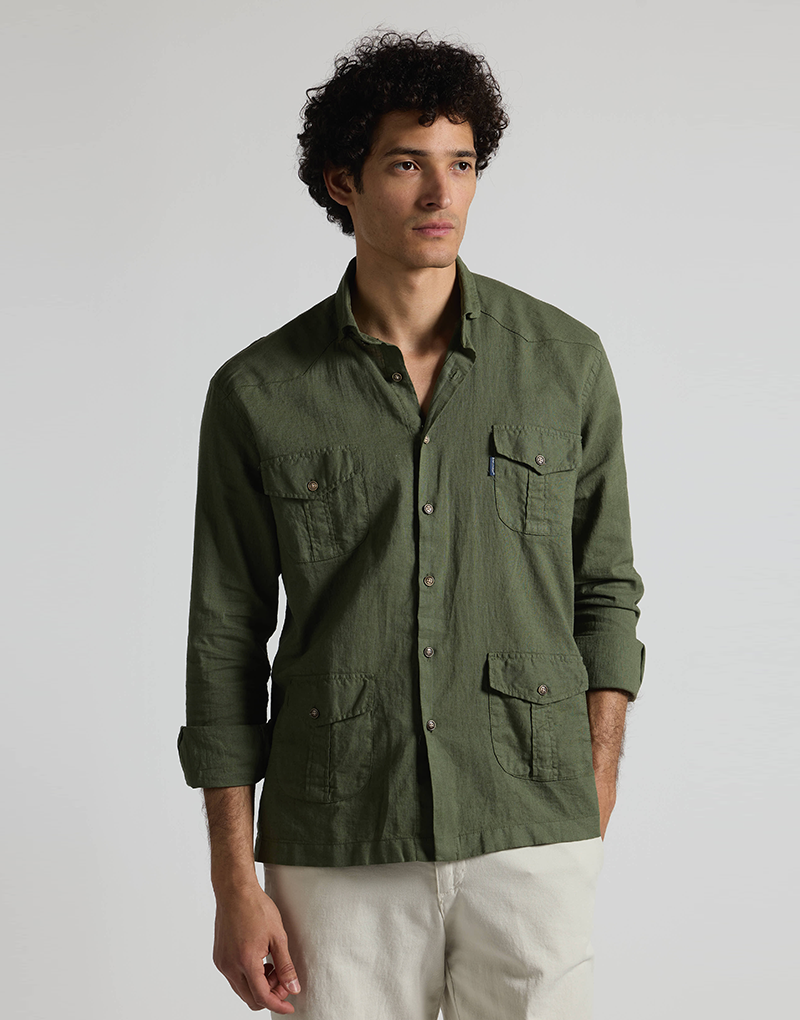 Camisa casual 4 bolsillos khaki
