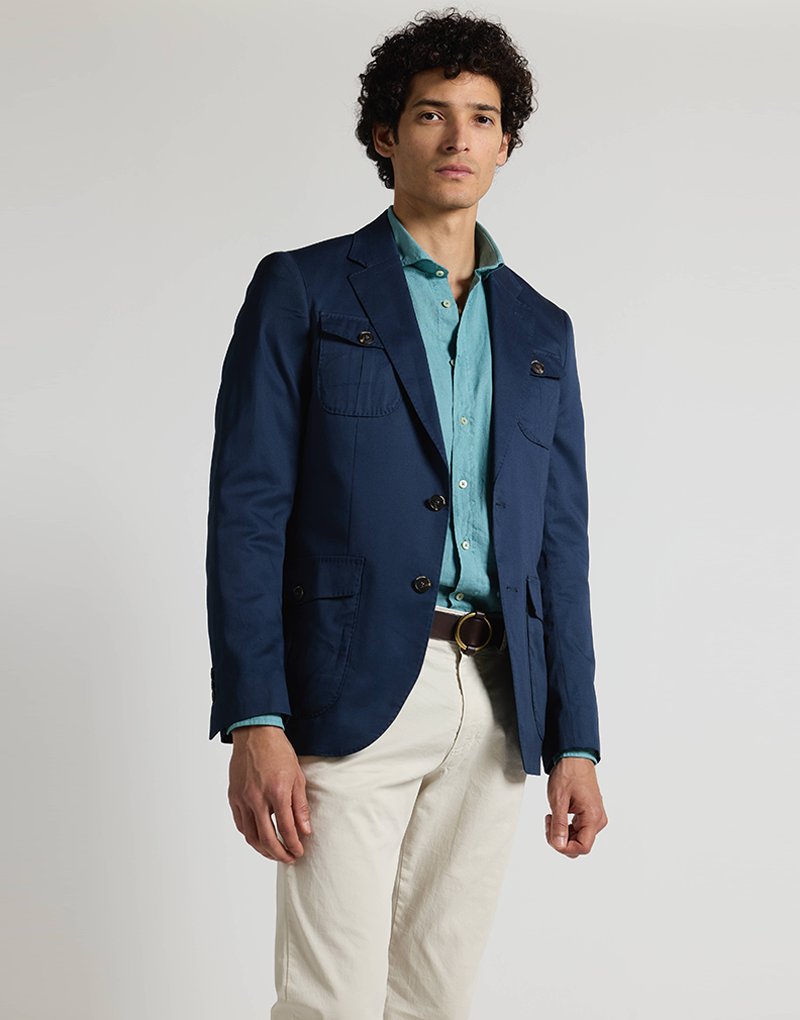 Americana cotton 4 bolsillos azul
