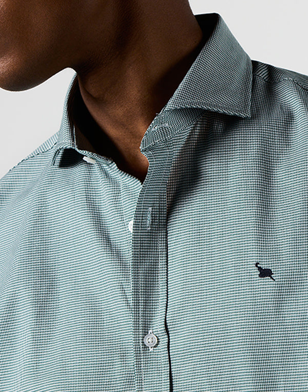 Camisa Italia mini pata de gallo verde