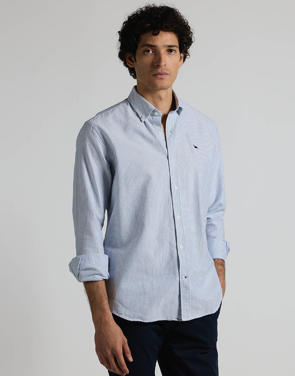 Camisa oxford rayas azul marino button down