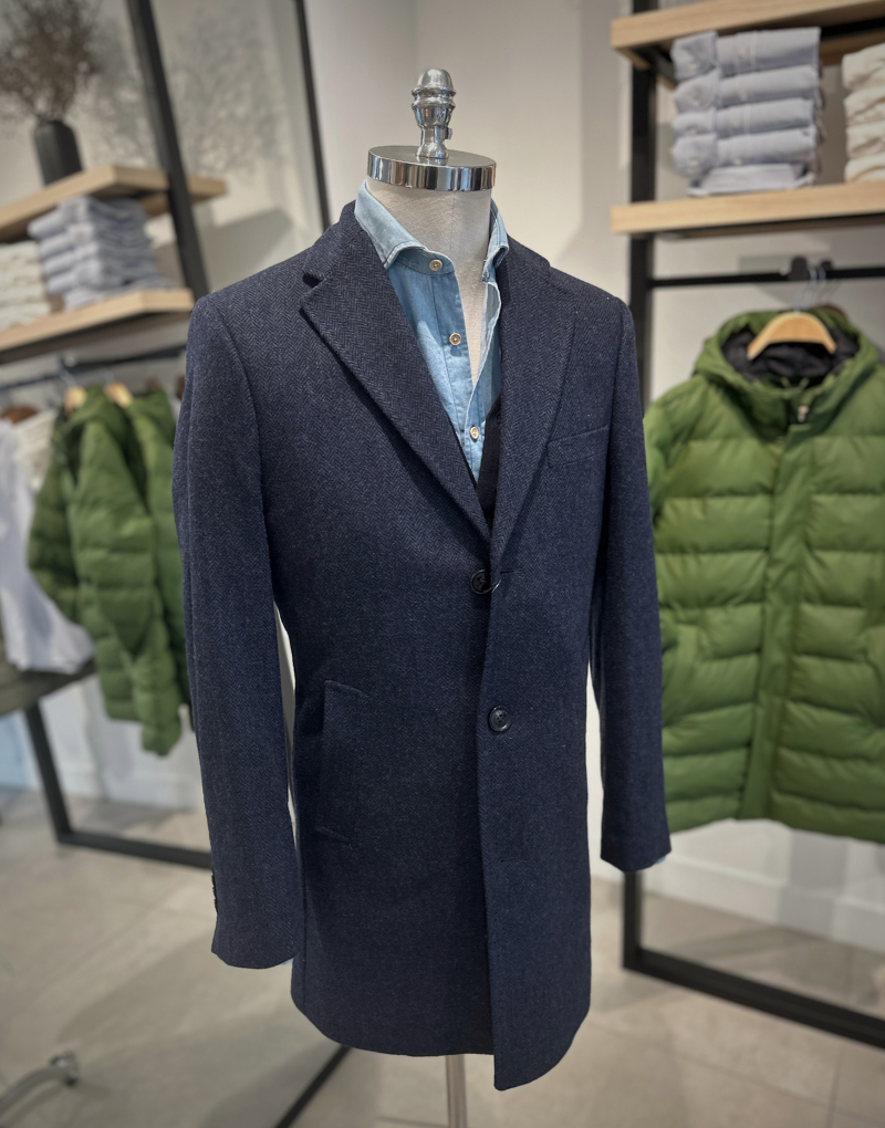 Abrigo corto espigas azul