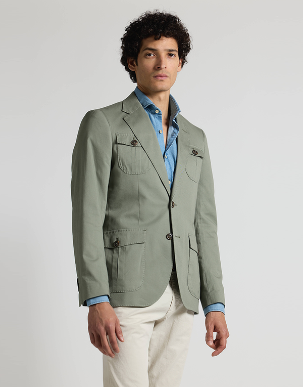 Americana cotton 4 bolsillos verde