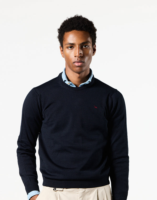 Jersey azul marino merino caja