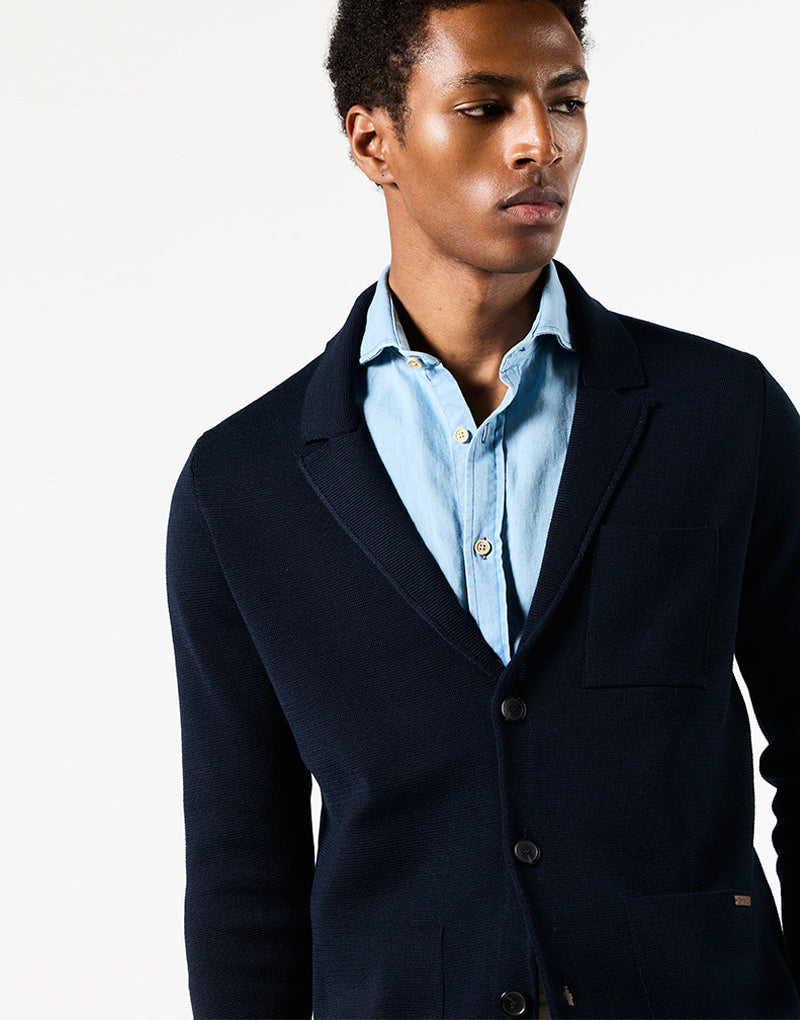 Blazer de punto azul marino