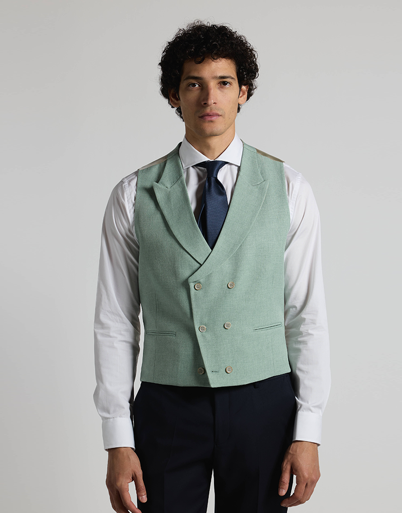 Outfit Chaleco Largo Pata De Gallo De Punto Chaleco Jersey Pata De