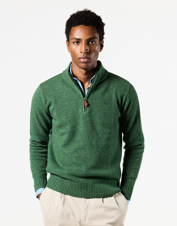 Jersey cremallera lambswool verde oliva