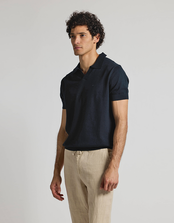 Polo punto manga corta azul marino