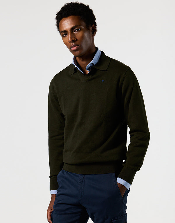 Jersey cuello polo khaki
