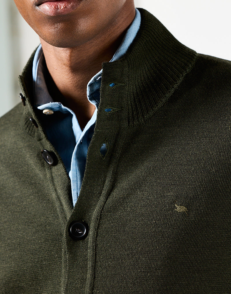 Cardigan bolsillos de parche khaki