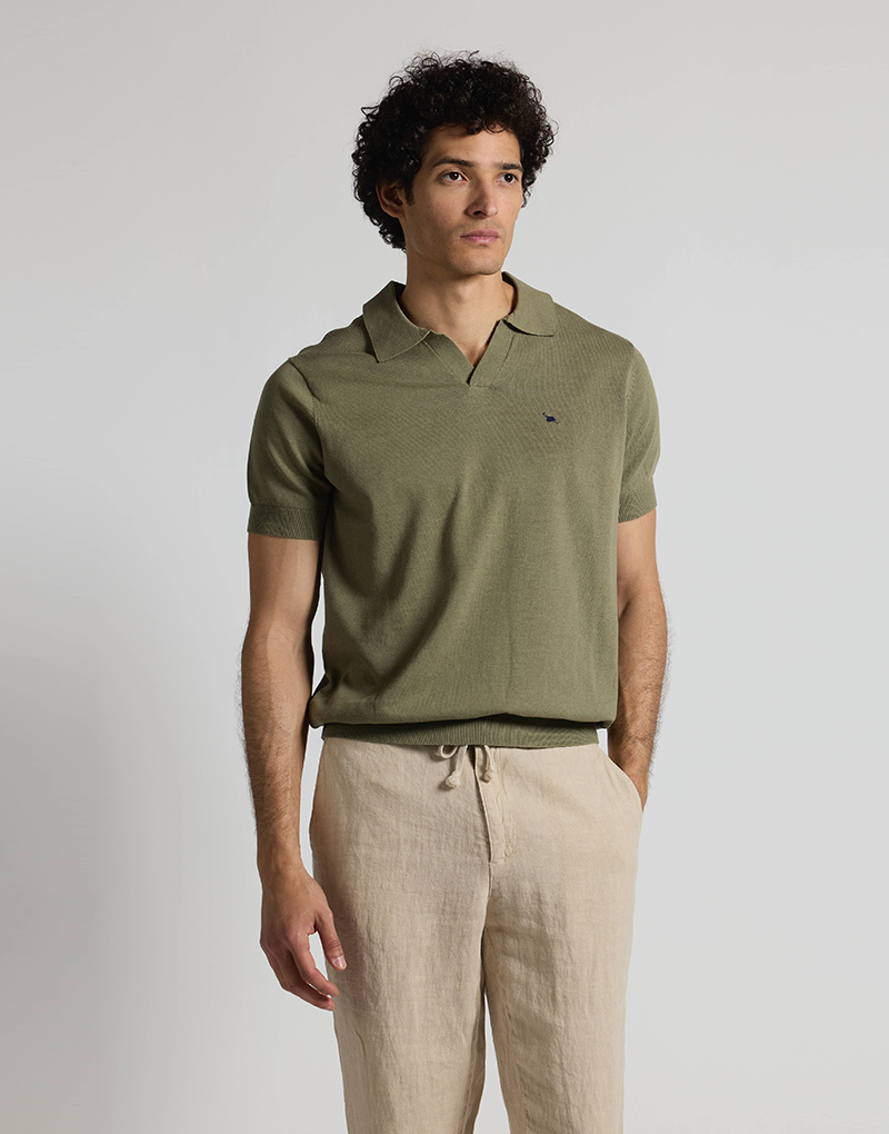 Polo punto manga corta khaki