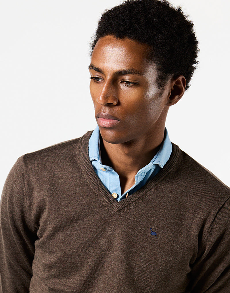 Jersey merino blend pico marrón