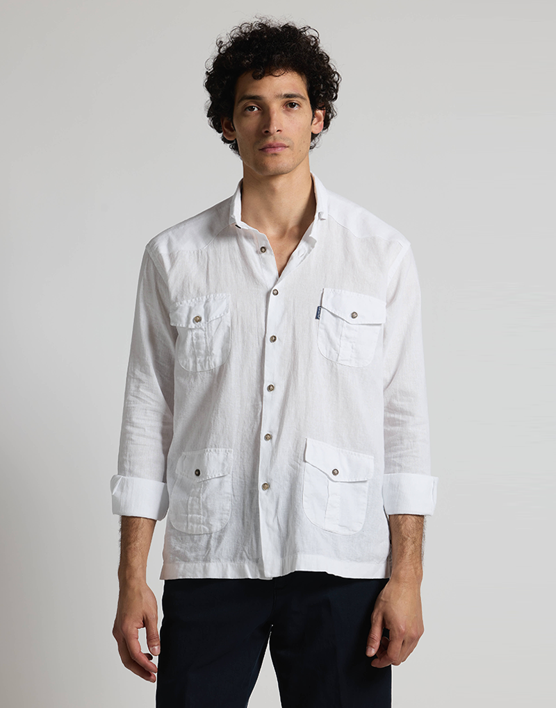 Camisa casual 4 bolsillos blanca